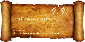 Ivánszky Viktor névjegykártya
